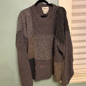 Eddie Bauer Patchwork Knit Sweater Mens XL Wool Blend Colorblock Pullover